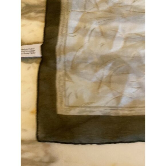 Made in Italy Sheer Chiffon Scarf Blue Brown Floral - Picture 2 of 7